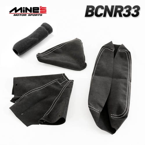 MINE'S Alcantara Boot, Armrest & Kit for BCNR33 (Black/Silver)