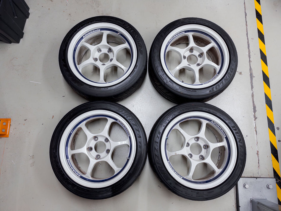(Used) Advan RG 16x7.5 +29 5x114.3 (White / Blue)
