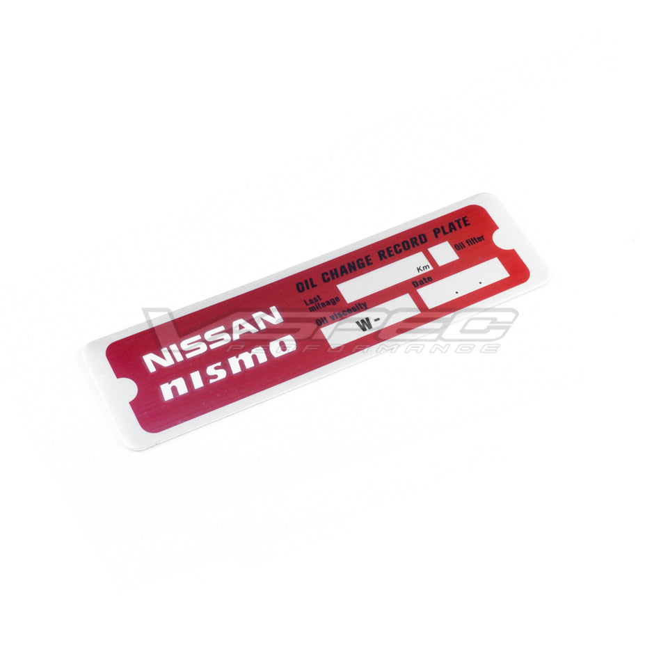 Nismo Oil Change Record Plate (Red)