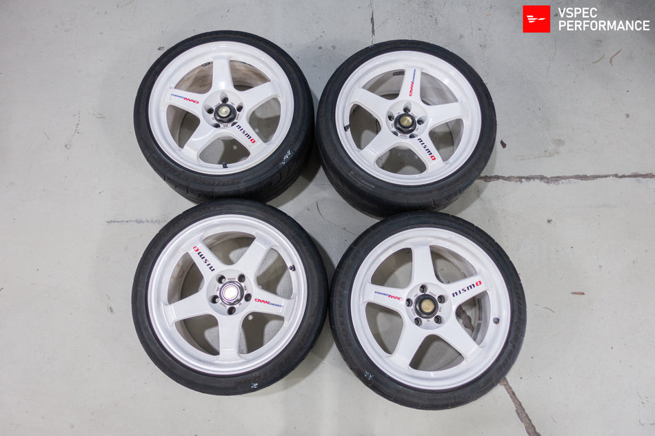 (Used) RAYS Nismo LMGT4 Forged MAG Wheels – 18x10 +20 5x114.3 (White)