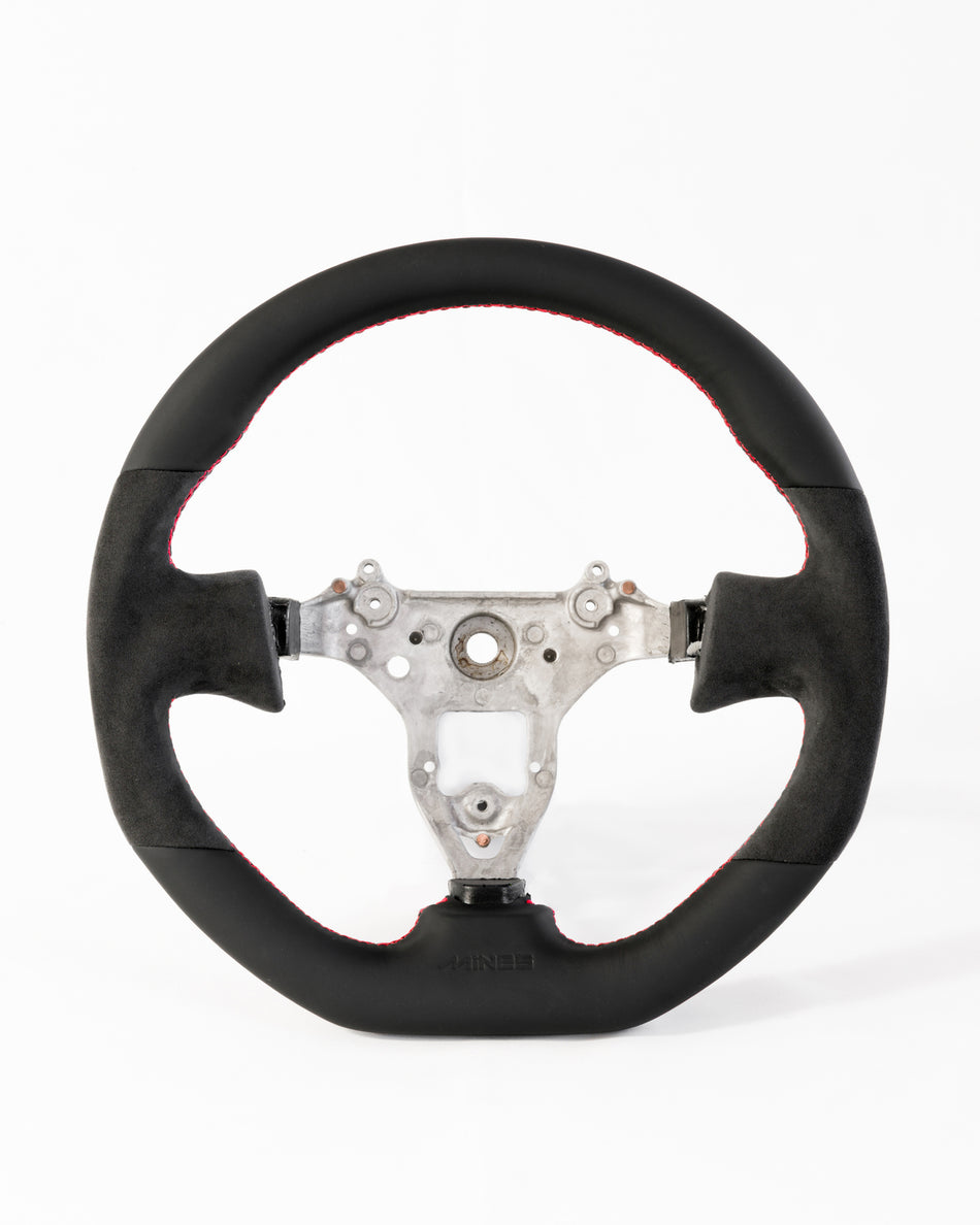 MINE'S RS Steering Wheel for Nissan Skyline GT-R BNR34 (Alcantara/Leather/Red)