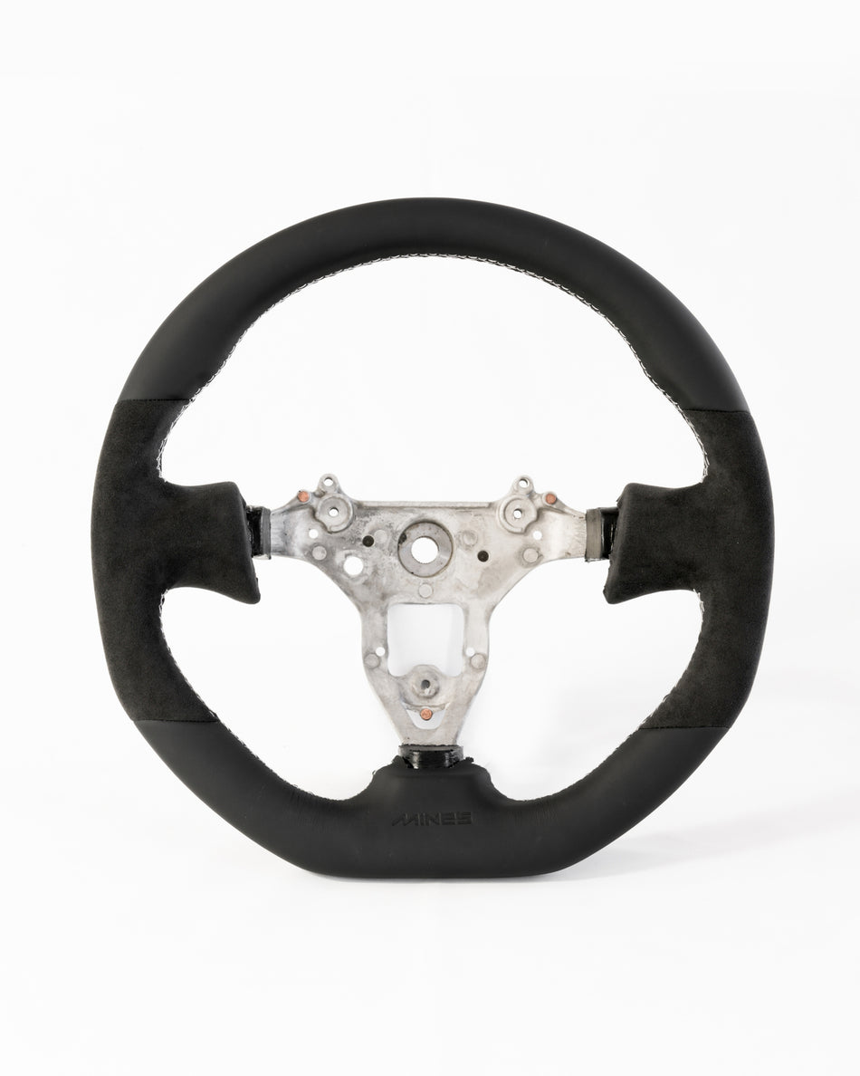 MINE'S RS Steering Wheel for Nissan Skyline GT-R BNR34 (Alcantara/Leather/Silver)