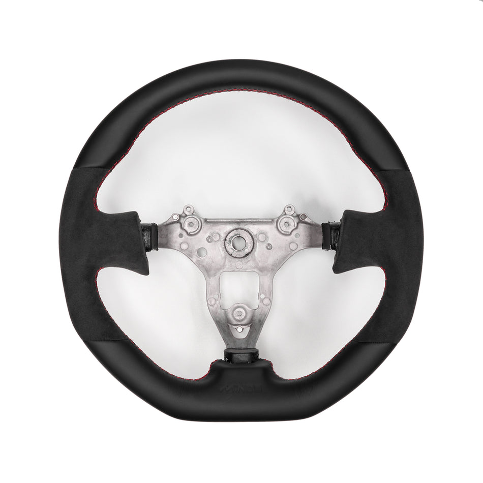 MINE'S Type-II Alcantara & Leather Steering Wheel for Nissan Skyline GT-R BNR34 (Red Thread)