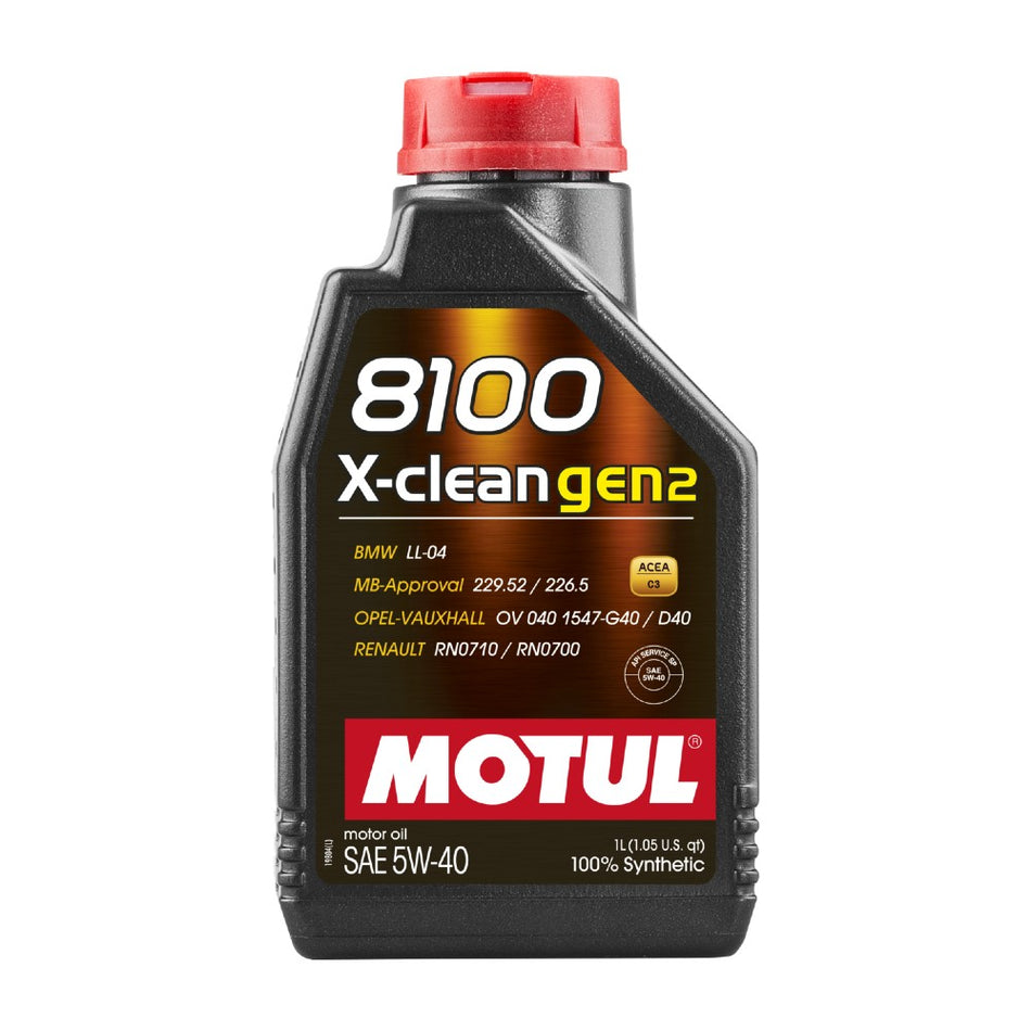 Motul 8100 X-Clean Gen2 5W-40 – 100% Synthetic Performance