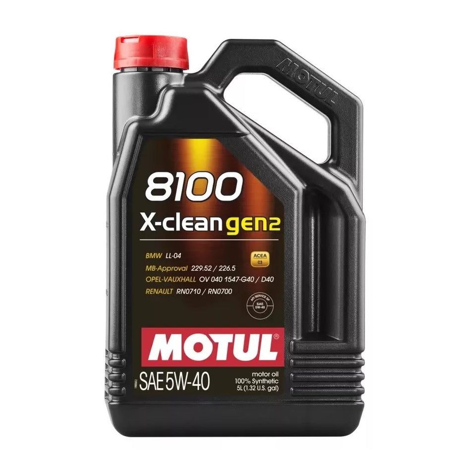 Motul 8100 X-Clean Gen2 5W-40 – 100% Synthetic Performance