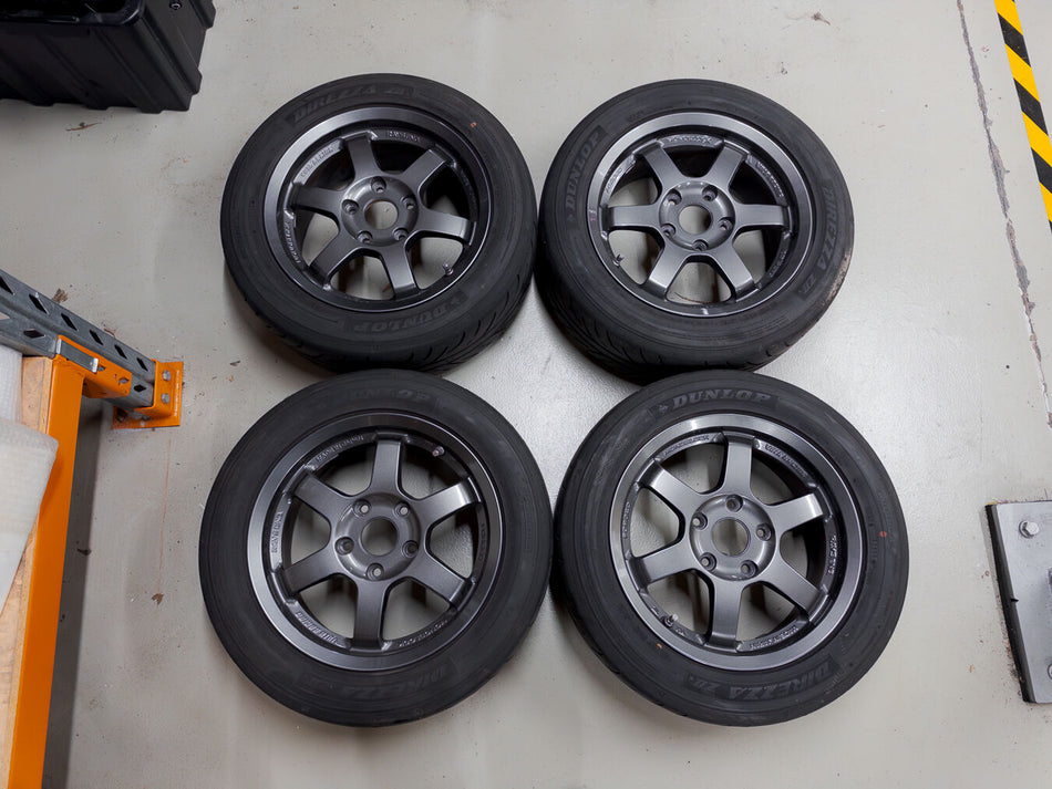 (Used) RAYS Volk Racing TE37 GRAVEL 15x6.5+40 5x114.3 (Dark Gunmetal)